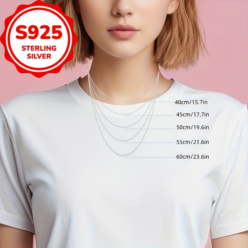 Women's Multi-Size S925 Silver Snake Bone Necklace, Fashionable Gift